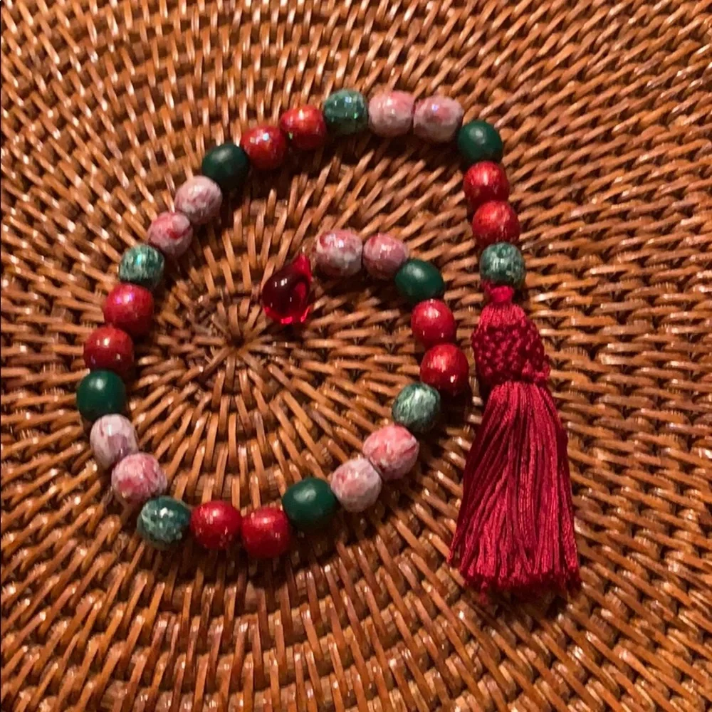 Wood Bead Tassel Garland Strand Christmas Holiday